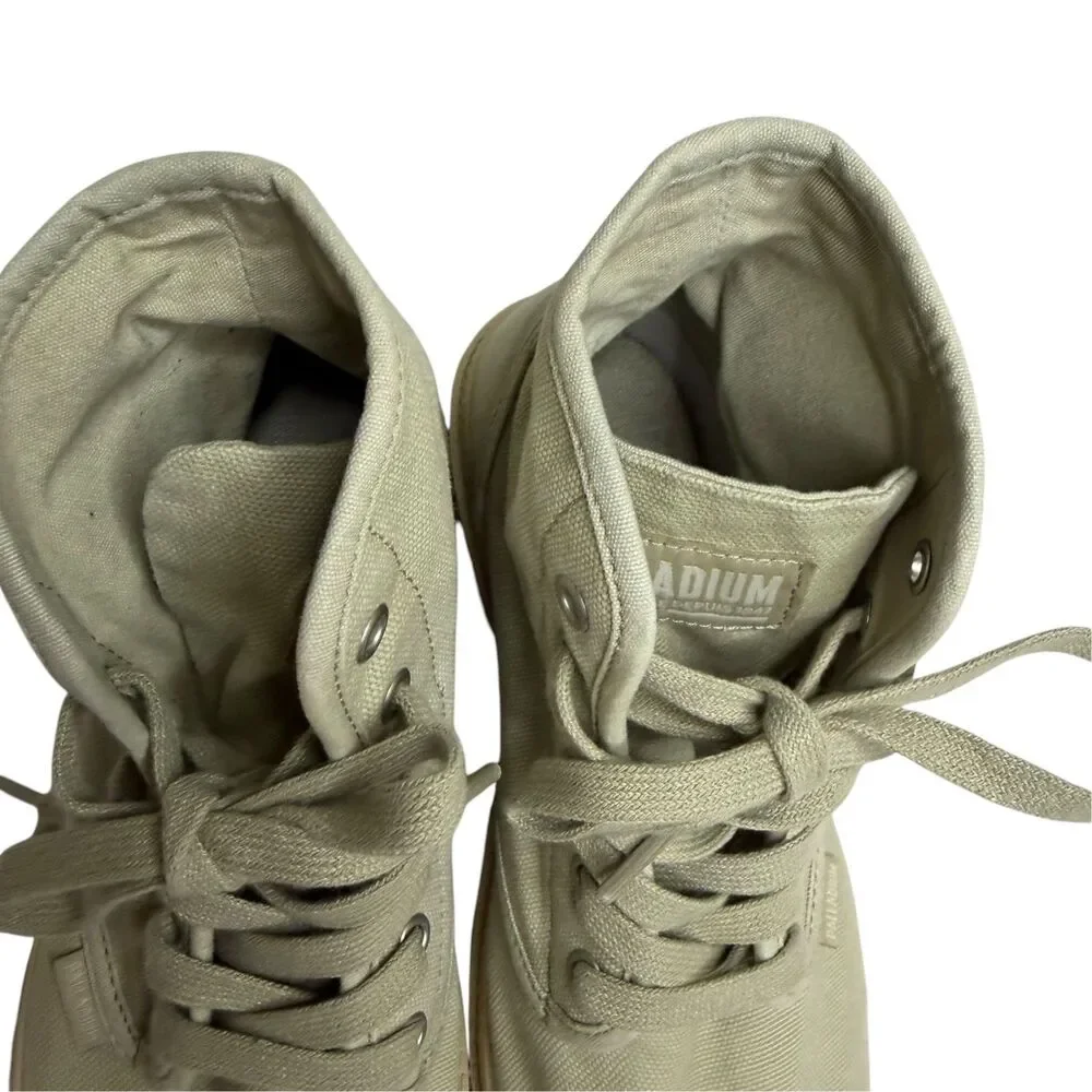 Palladium Depuis 1947 High Top Sneakers Canvas Rubber Toe Cap Tan Men 8.5